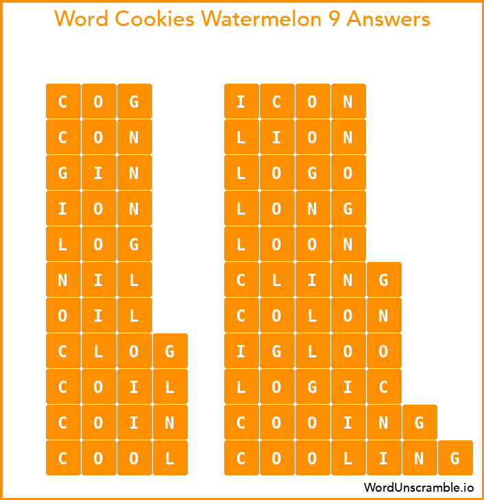 Word Cookies Watermelon 9 Answers