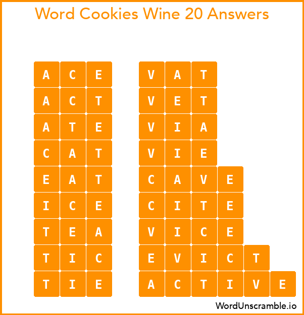 Word Cookies Wine 20 Answers