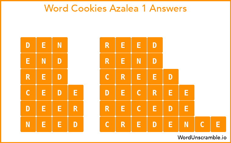 Word Cookies Azalea 1 Answers