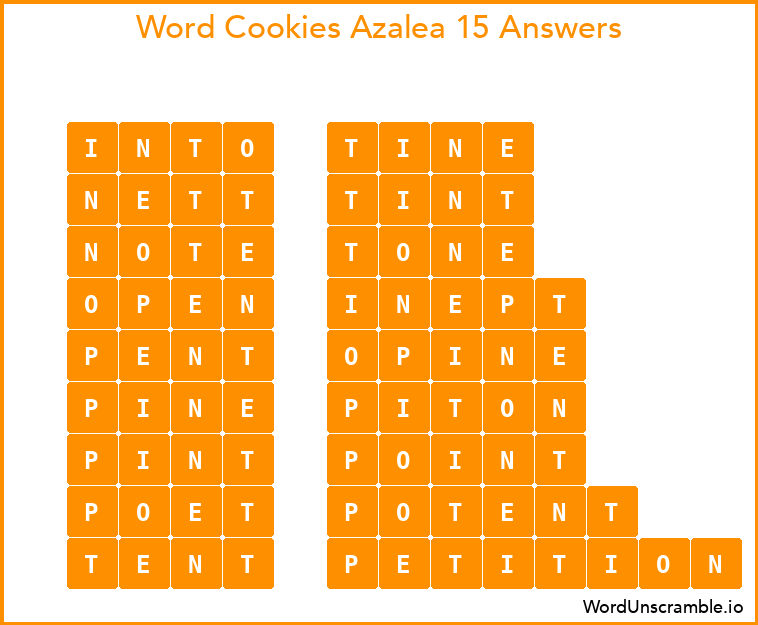 Word Cookies Azalea 15 Answers