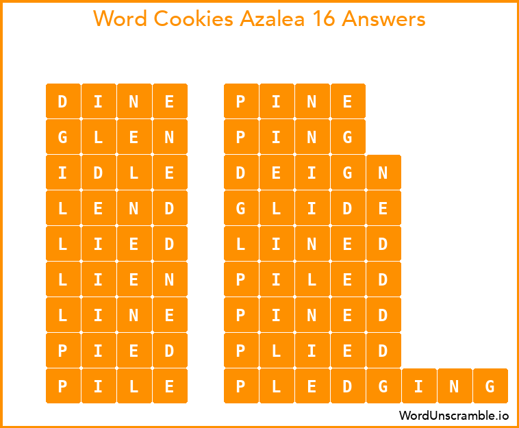 Word Cookies Azalea 16 Answers