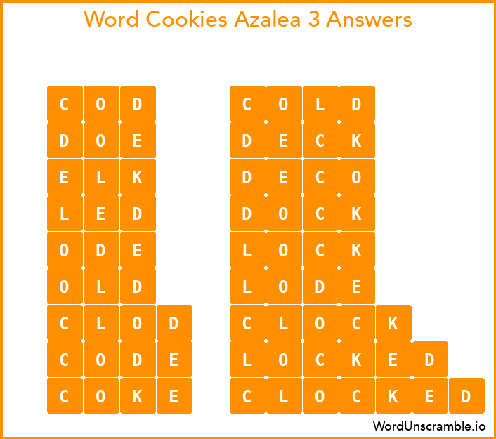 Word Cookies Azalea 3 Answers