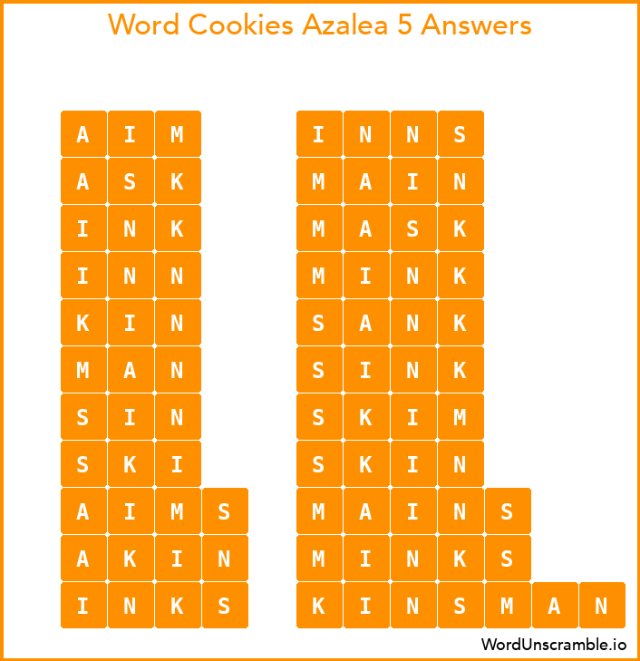 Word Cookies Azalea 5 Answers