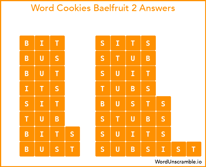 Word Cookies Baelfruit 2 Answers