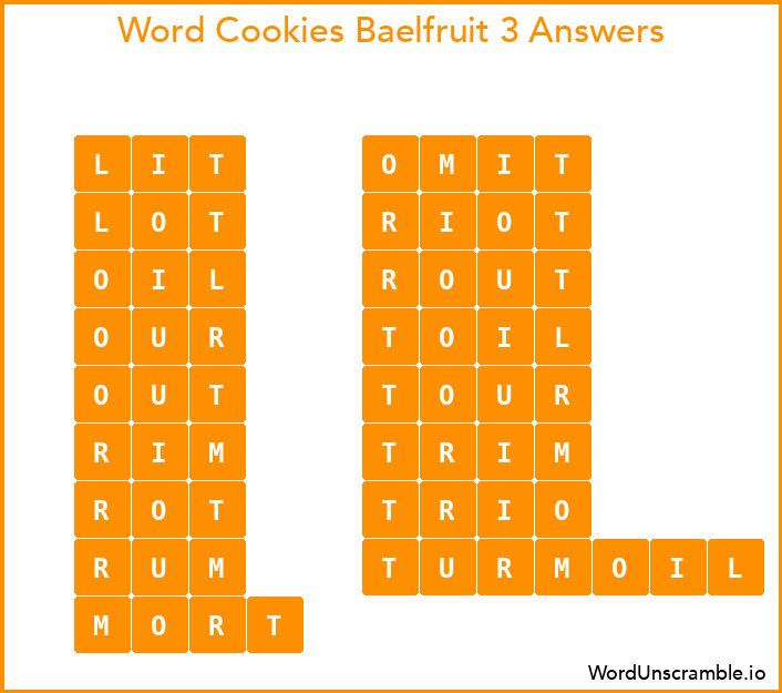Word Cookies Baelfruit 3 Answers