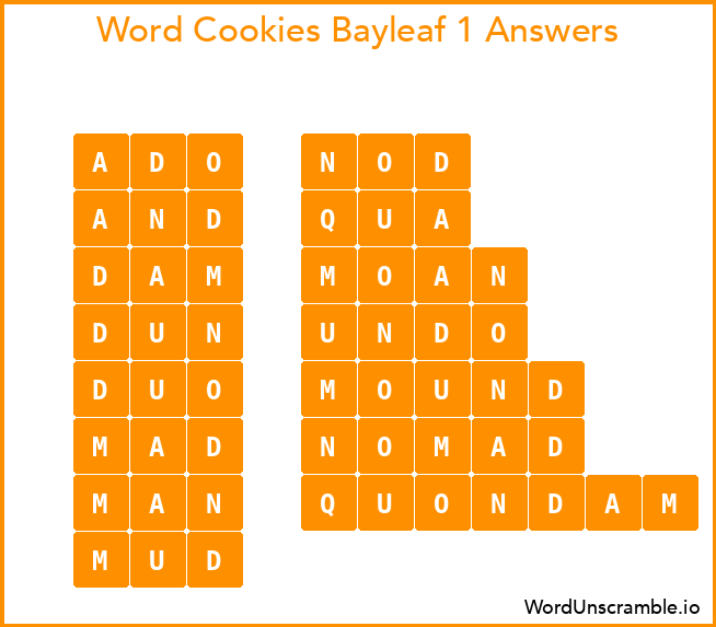 Word Cookies Bayleaf 1 Answers