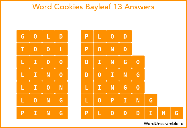 Word Cookies Bayleaf 13 Answers