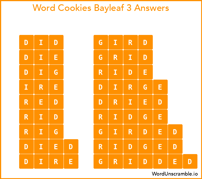 Word Cookies Bayleaf 3 Answers
