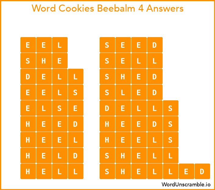 Word Cookies Beebalm 4 Answers