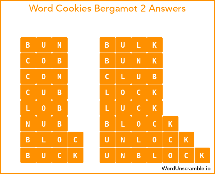 Word Cookies Bergamot 2 Answers
