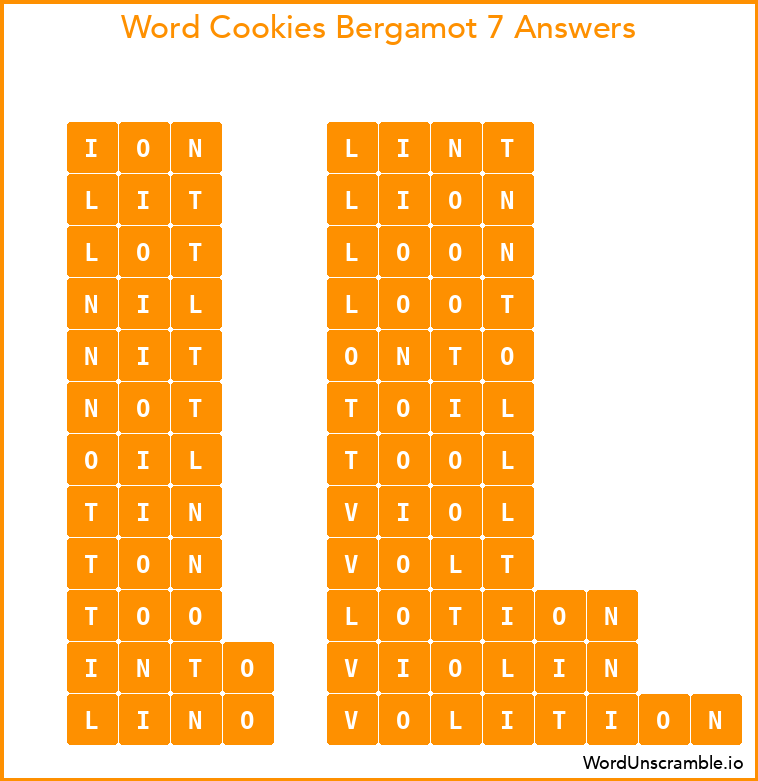 Word Cookies Bergamot 7 Answers