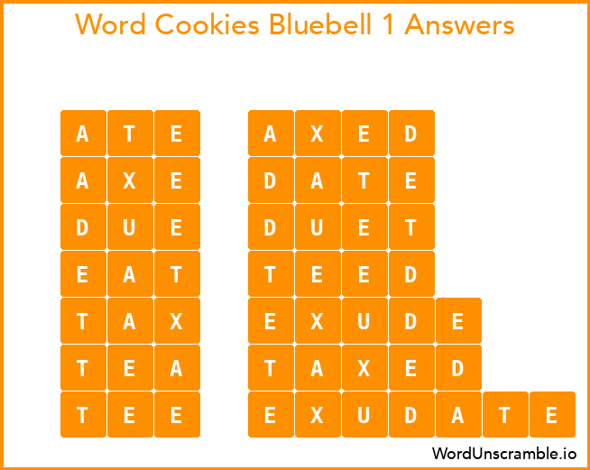 Word Cookies Bluebell 1 Answers