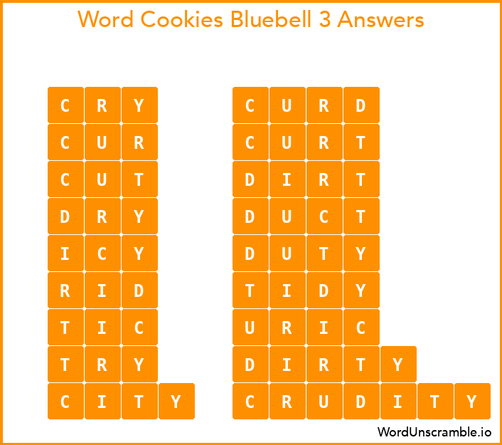 Word Cookies Bluebell 3 Answers