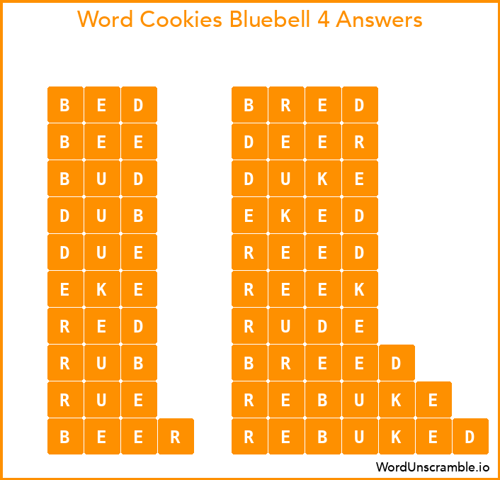 Word Cookies Bluebell 4 Answers