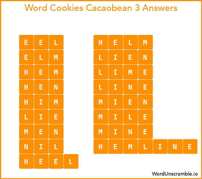 Word Cookies Cacaobean 3 Answers