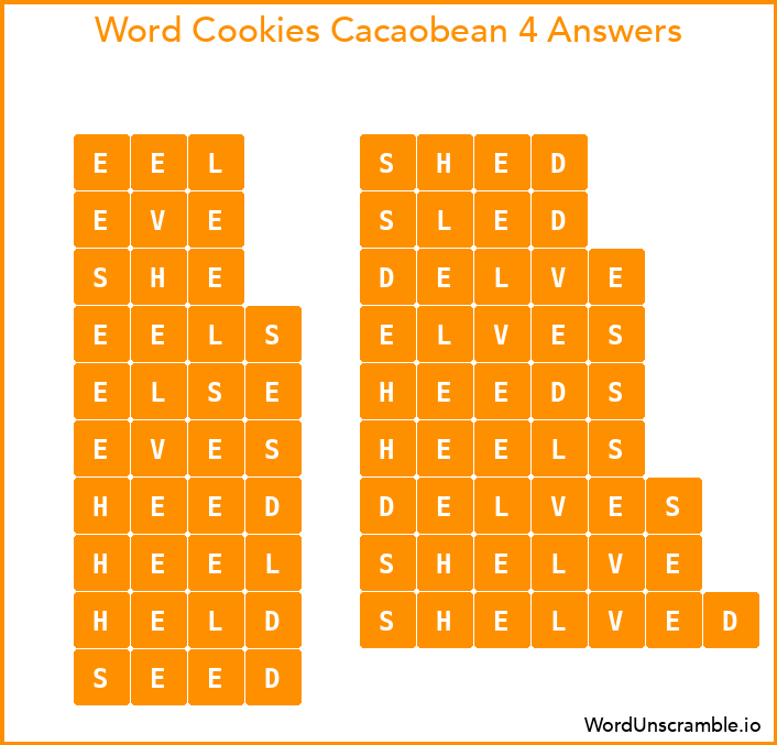 Word Cookies Cacaobean 4 Answers