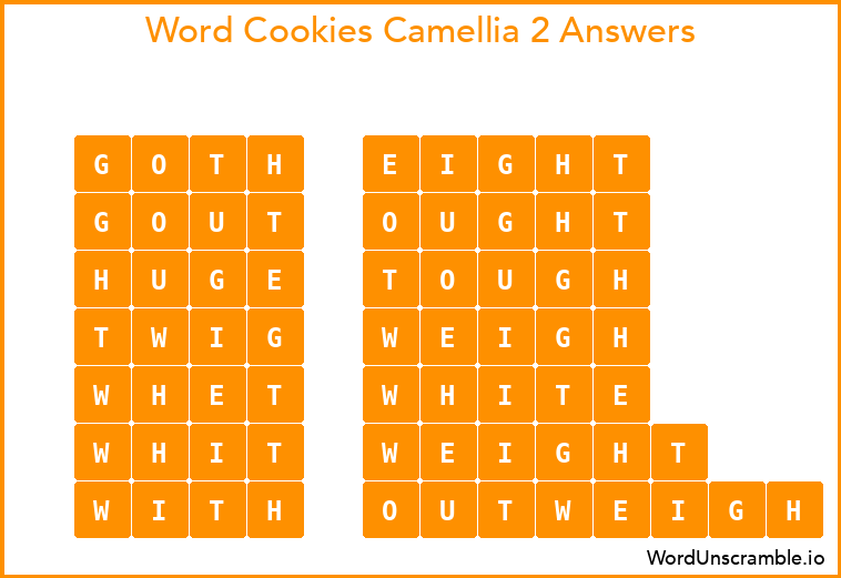 Word Cookies Camellia 2 Answers