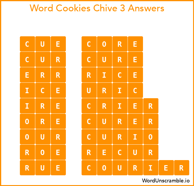 Word Cookies Chive 3 Answers