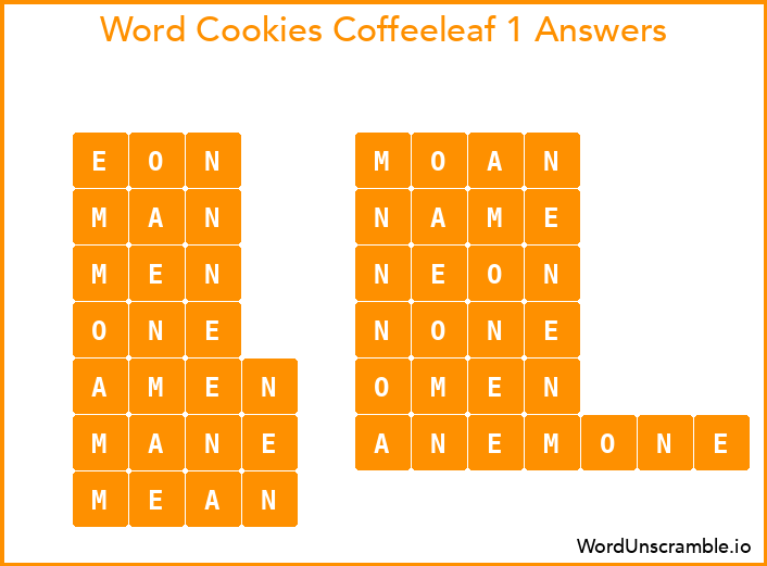 Word Cookies Coffeeleaf 1 Answers