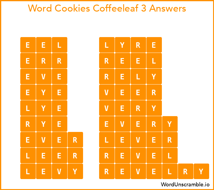 Word Cookies Coffeeleaf 3 Answers