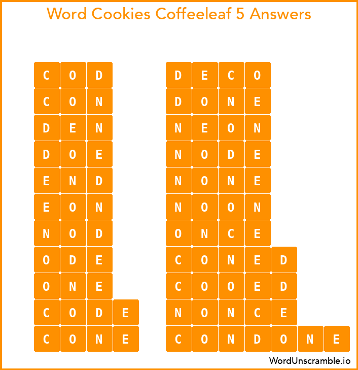 Word Cookies Coffeeleaf 5 Answers