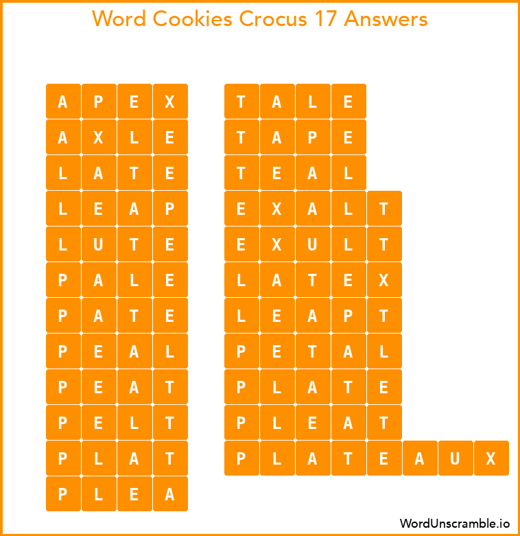 Word Cookies Crocus 17 Answers