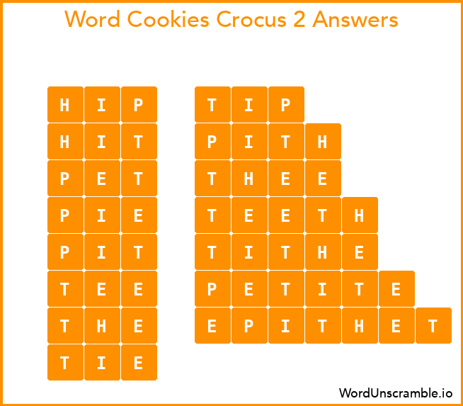 Word Cookies Crocus 2 Answers