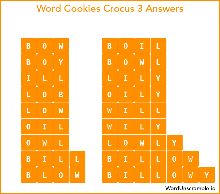 Word Cookies Crocus 3 Answers