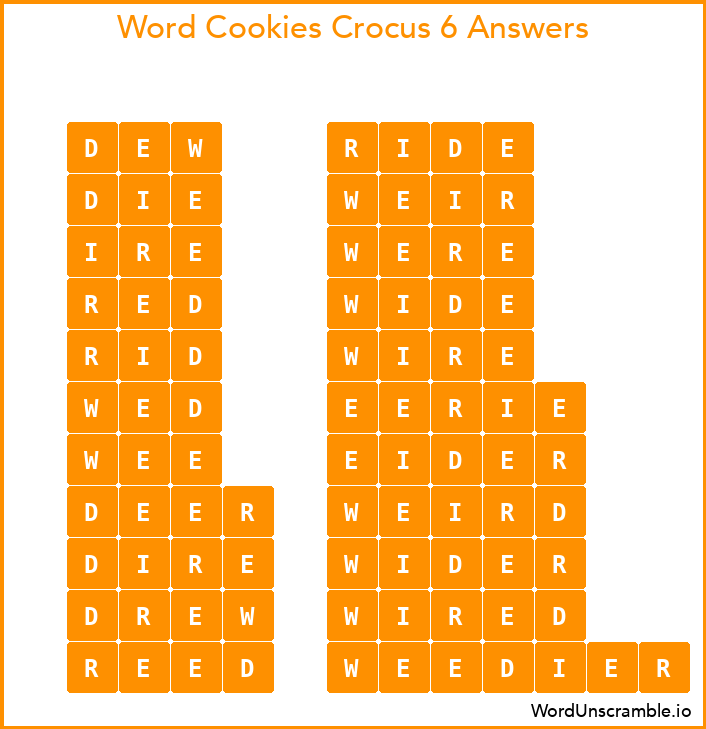 Word Cookies Crocus 6 Answers