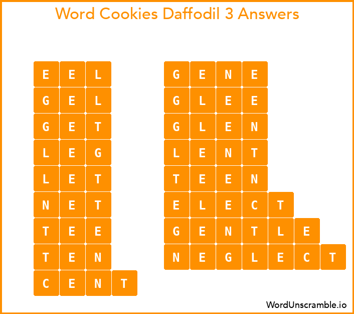 Word Cookies Daffodil 3 Answers