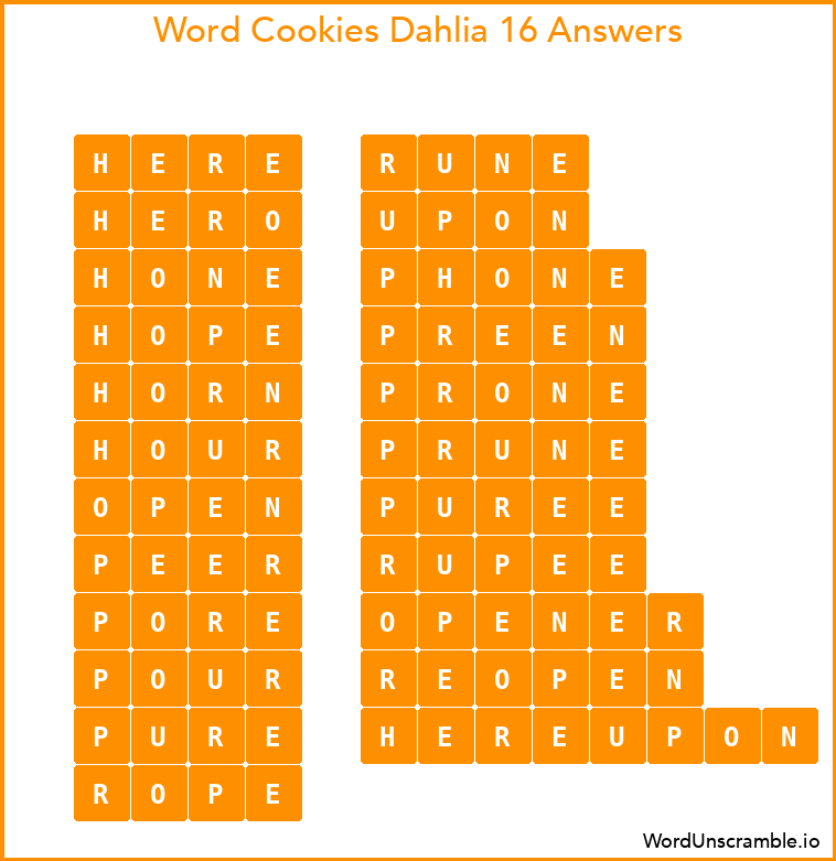Word Cookies Dahlia 16 Answers