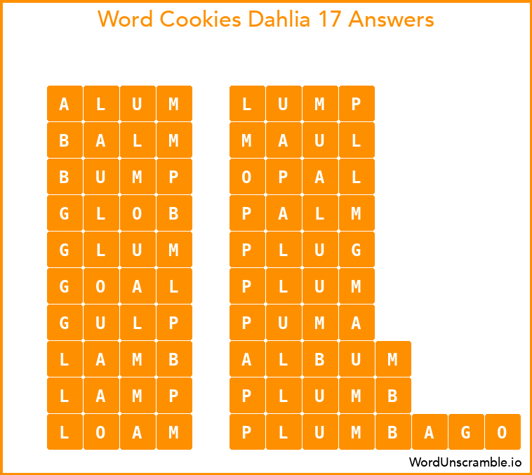 Word Cookies Dahlia 17 Answers