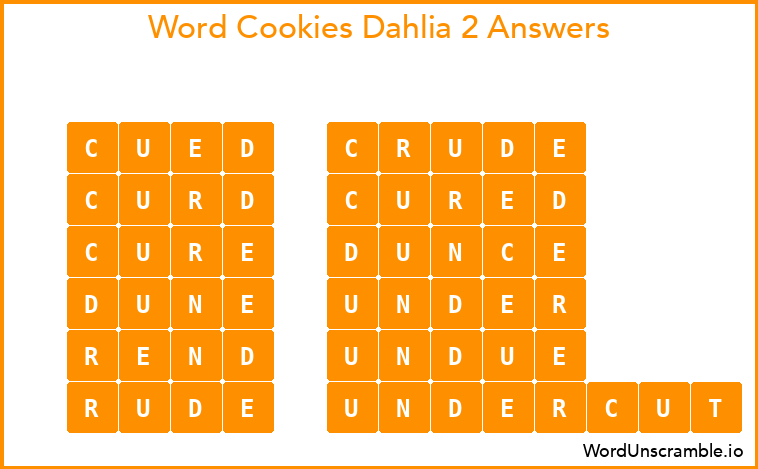 Word Cookies Dahlia 2 Answers