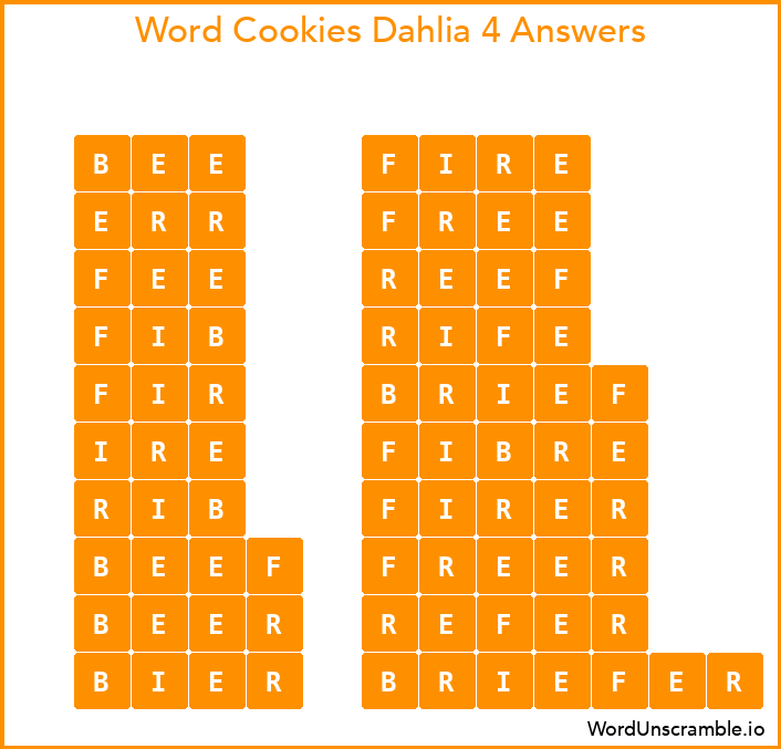 Word Cookies Dahlia 4 Answers