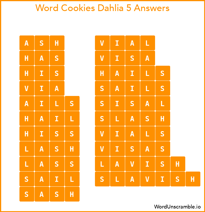 Word Cookies Dahlia 5 Answers