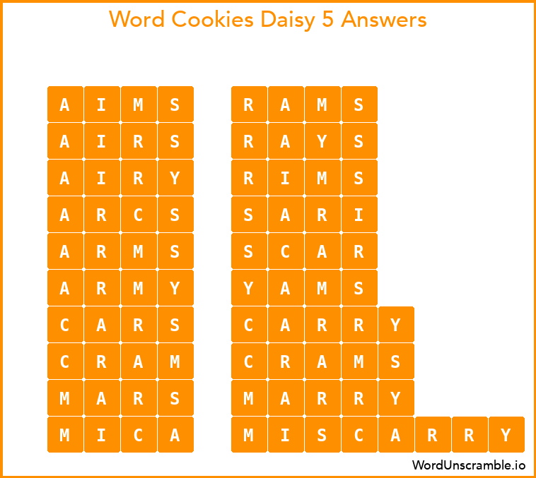 Word Cookies Daisy 5 Answers