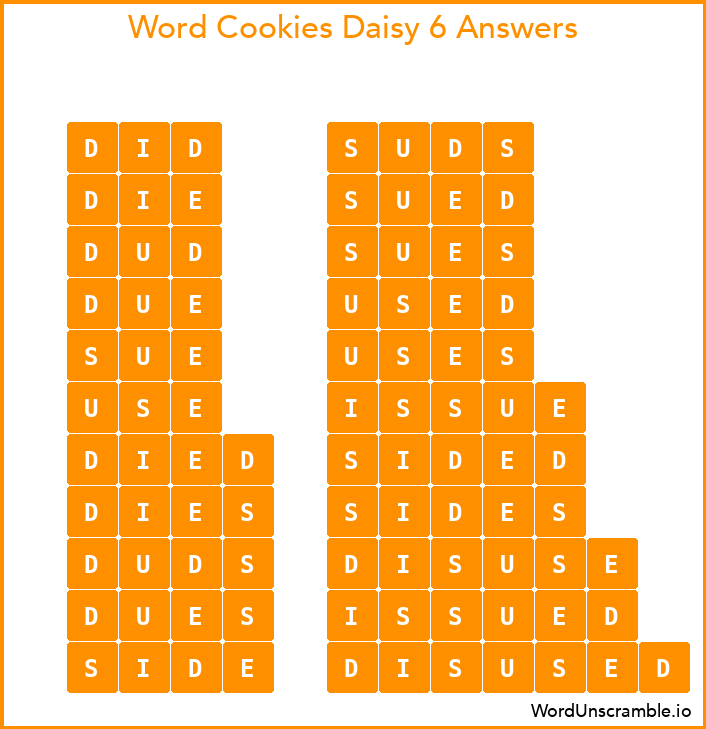 Word Cookies Daisy 6 Answers