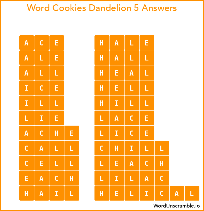 Word Cookies Dandelion 5 Answers