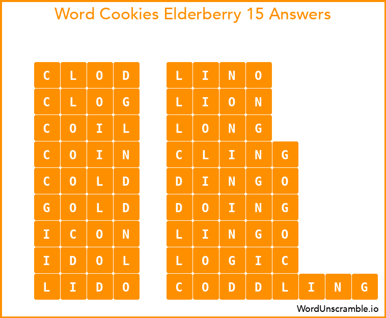 Word Cookies Elderberry 15 Answers
