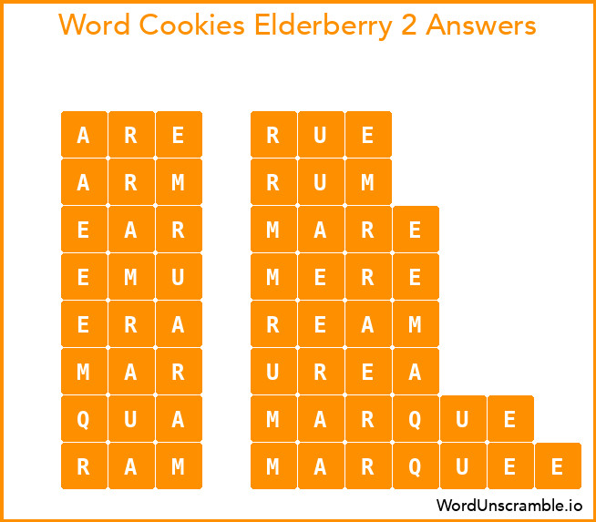 Word Cookies Elderberry 2 Answers