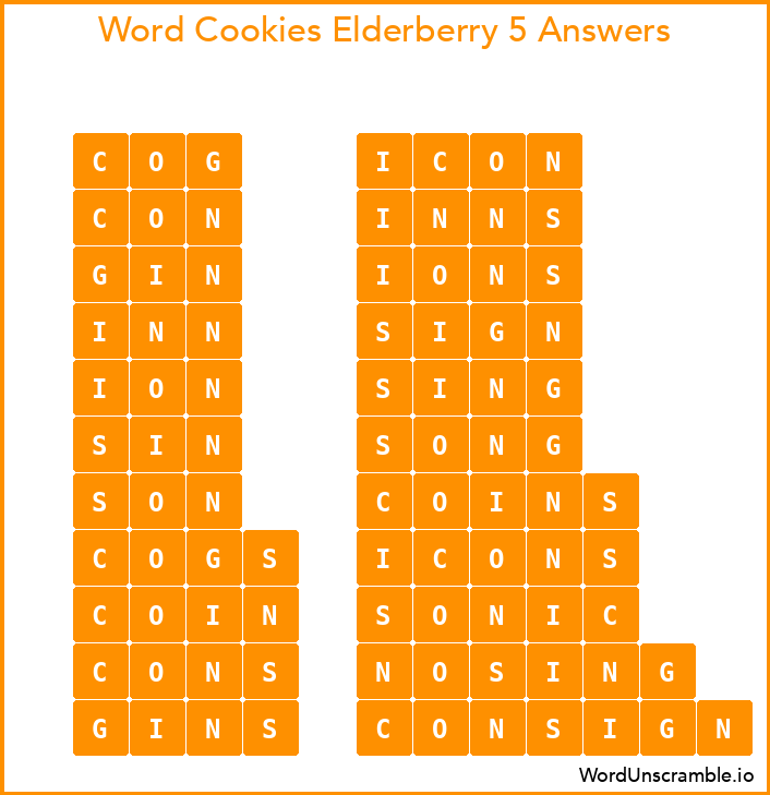 Word Cookies Elderberry 5 Answers