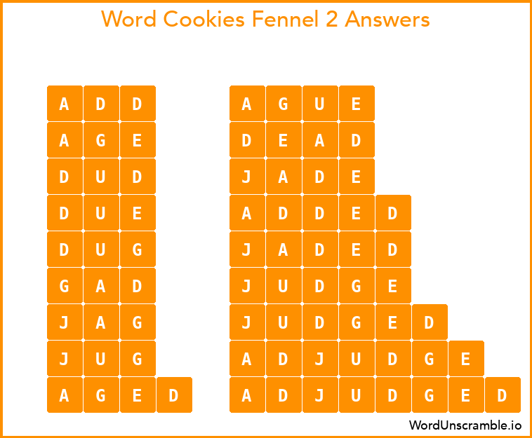 Word Cookies Fennel 2 Answers