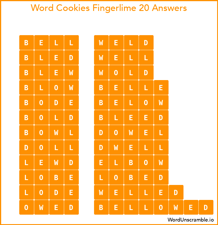 Word Cookies Fingerlime 20 Answers