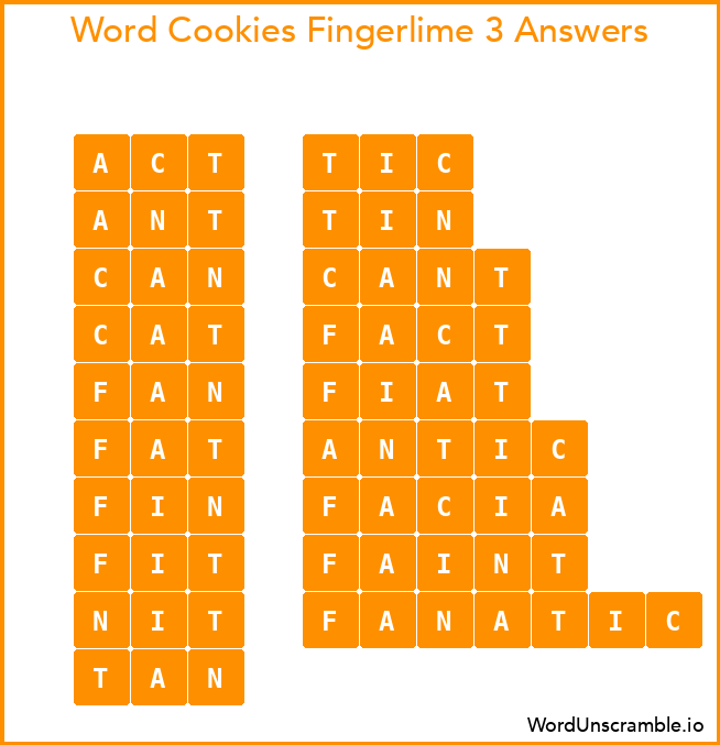 Word Cookies Fingerlime 3 Answers
