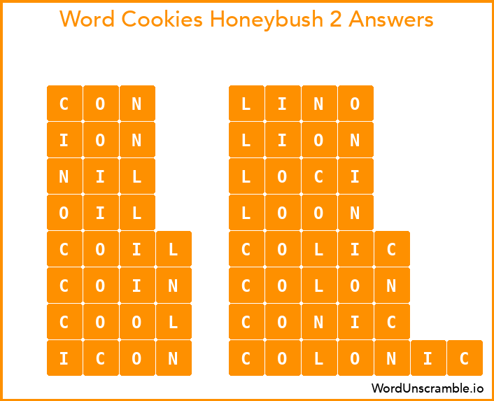 Word Cookies Honeybush 2 Answers