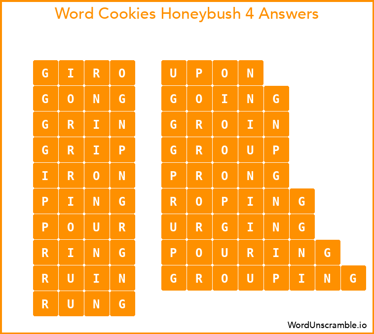 Word Cookies Honeybush 4 Answers