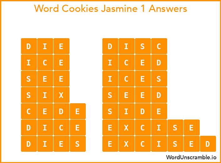 Word Cookies Jasmine 1 Answers