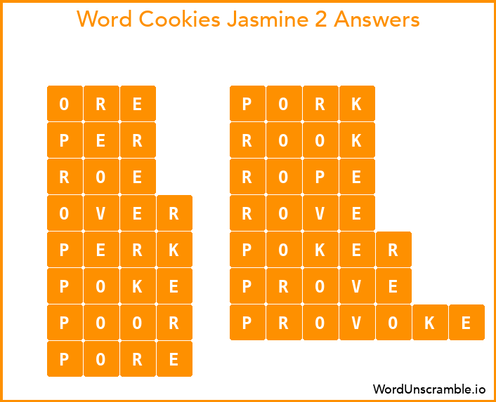 Word Cookies Jasmine 2 Answers