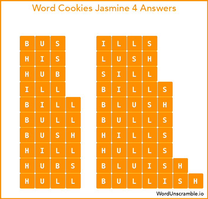 Word Cookies Jasmine 4 Answers