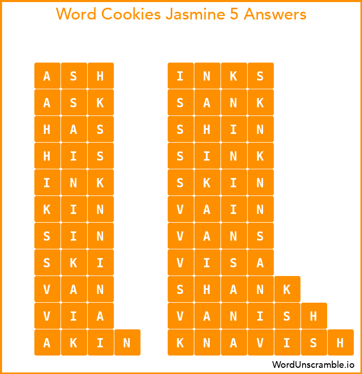 Word Cookies Jasmine 5 Answers